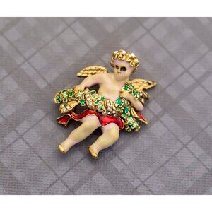 Colorful Vintage Roman Angel Brooch - G26